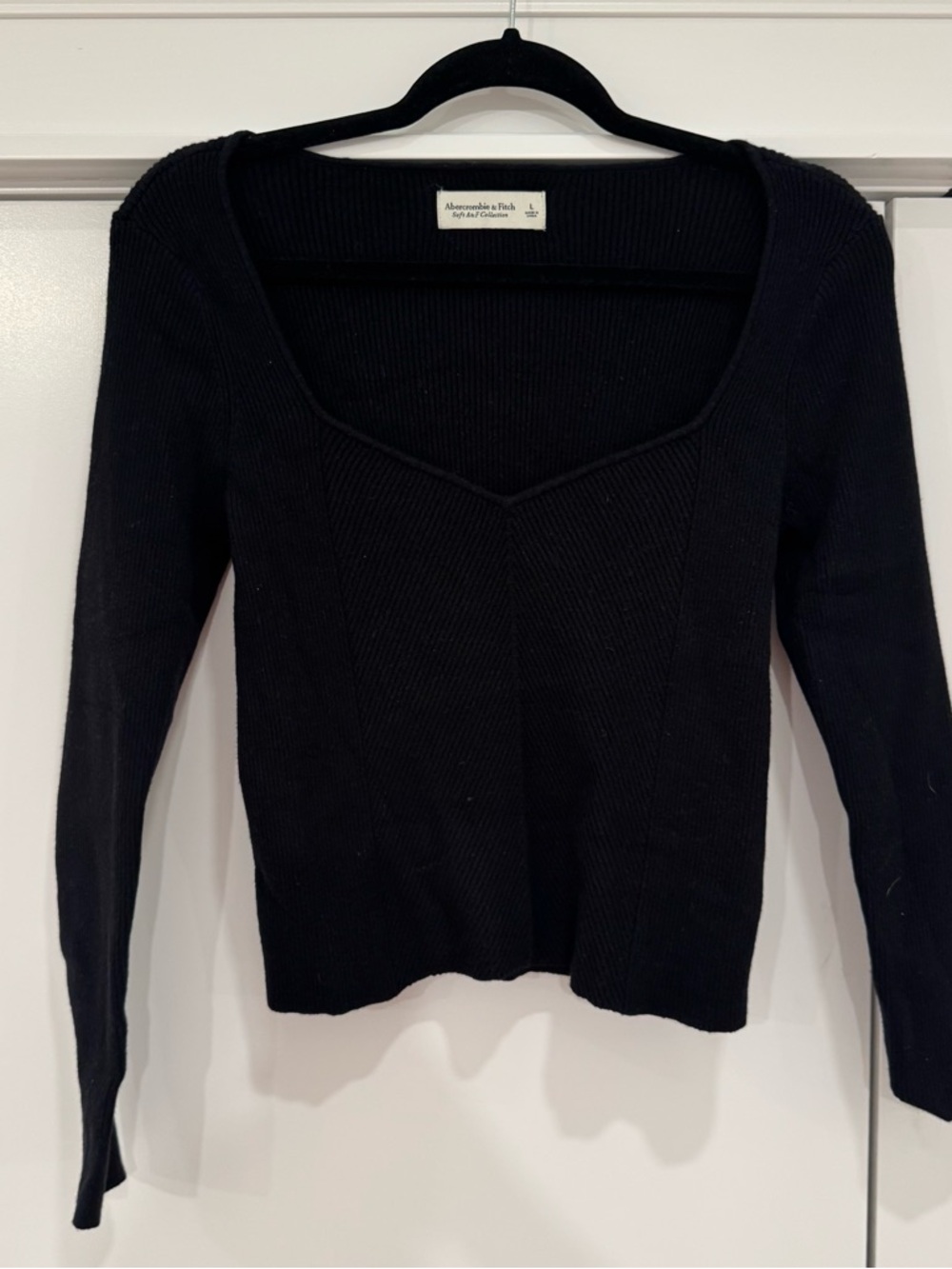 Abercrombie & Fitch Black V-Neck Ribbed Sweater